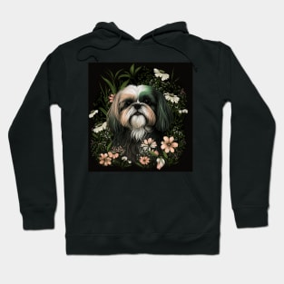 Cute Shih Tzu  & Spring Botanical Plant Flower  For Shih Tzu Lovers Hoodie